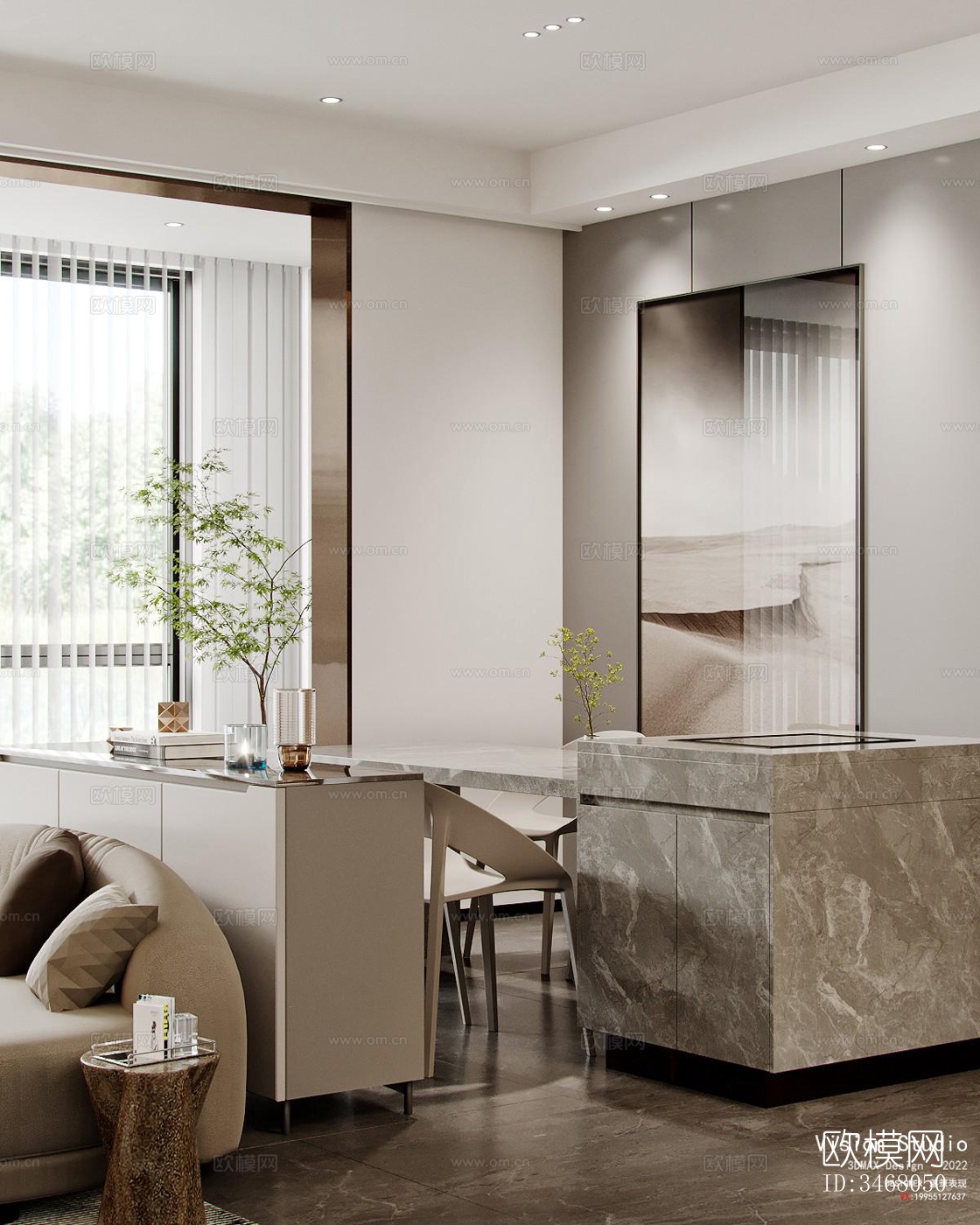 现代大平层效果图下载（渲染图6）