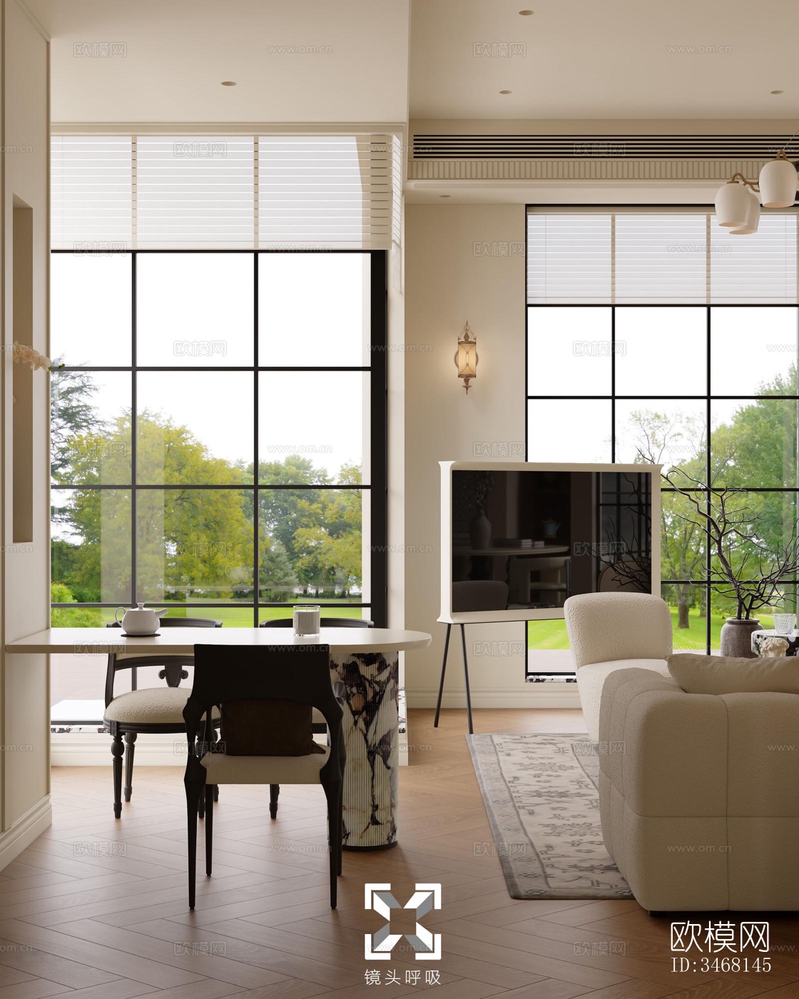 现代大平层效果图下载（渲染图1）