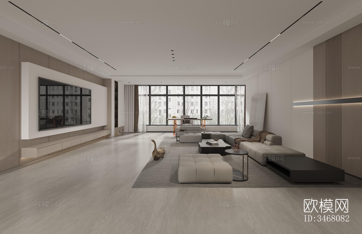 现代大平层效果图下载（渲染图11）