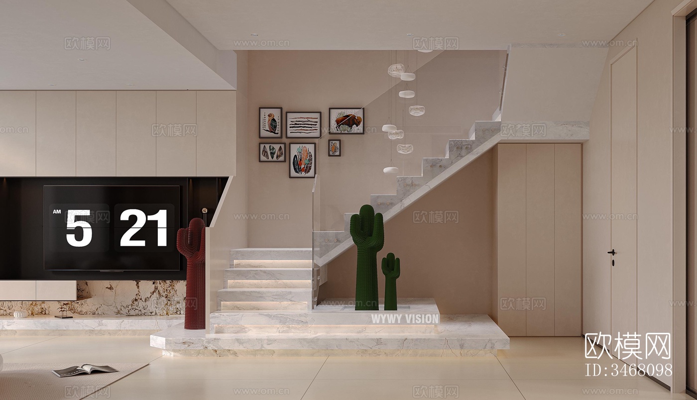 现代大平层效果图下载（渲染图6）