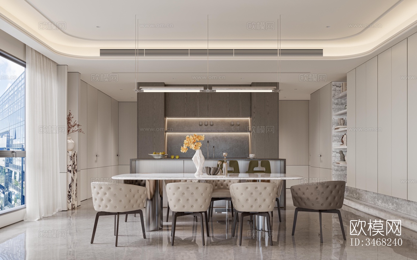 现代大平层效果图下载（渲染图10）