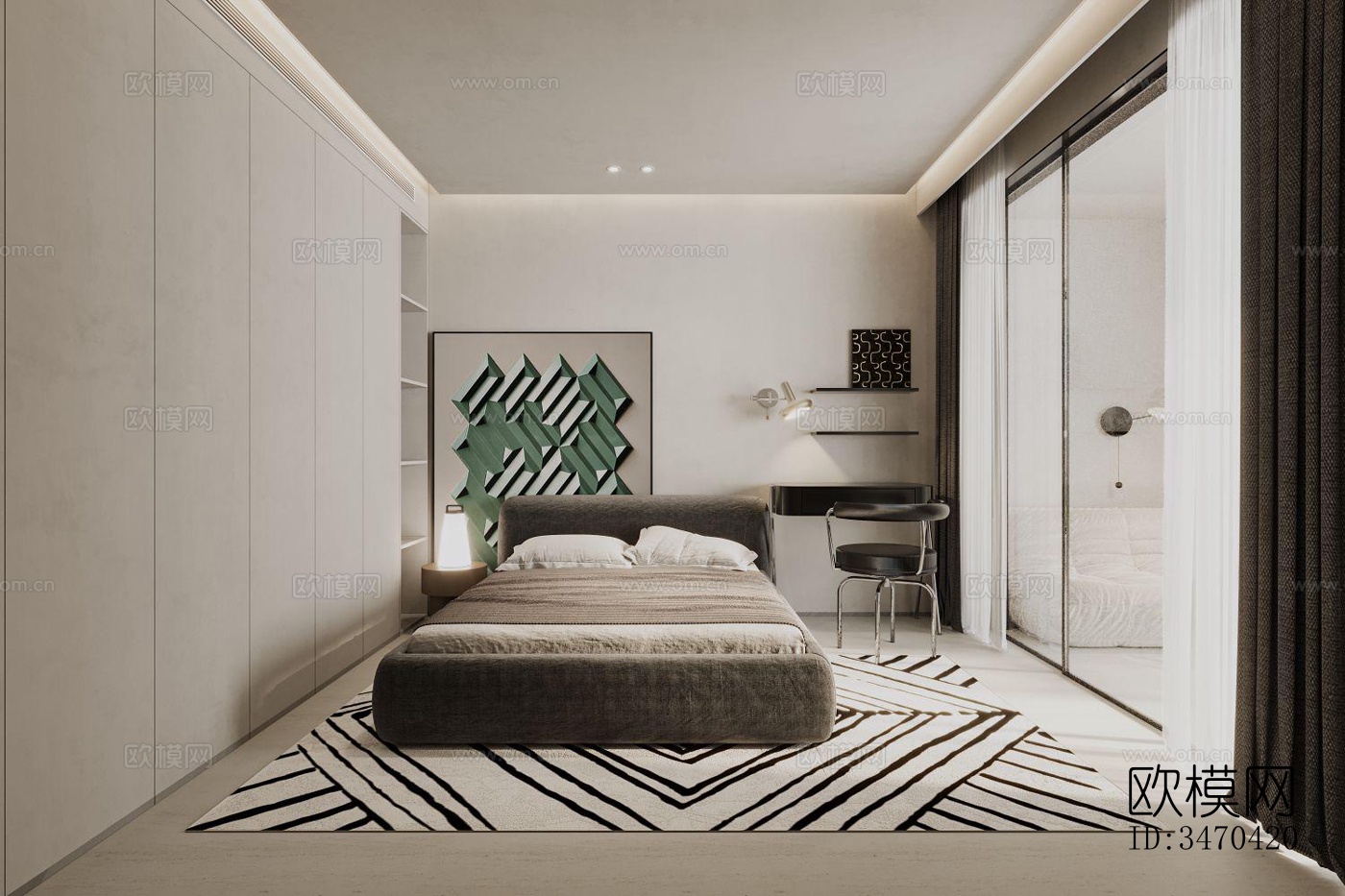 现代平层效果图下载（渲染图11）