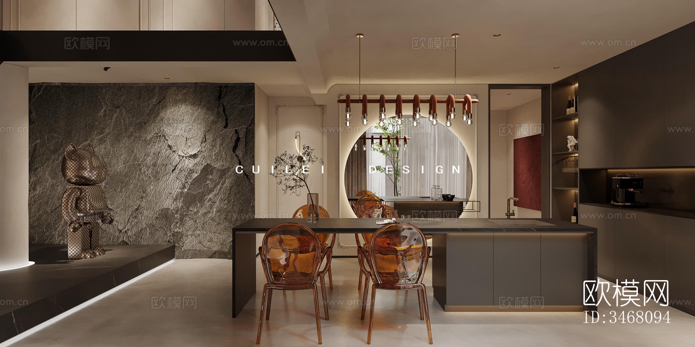 现代大平层效果图下载（渲染图13）