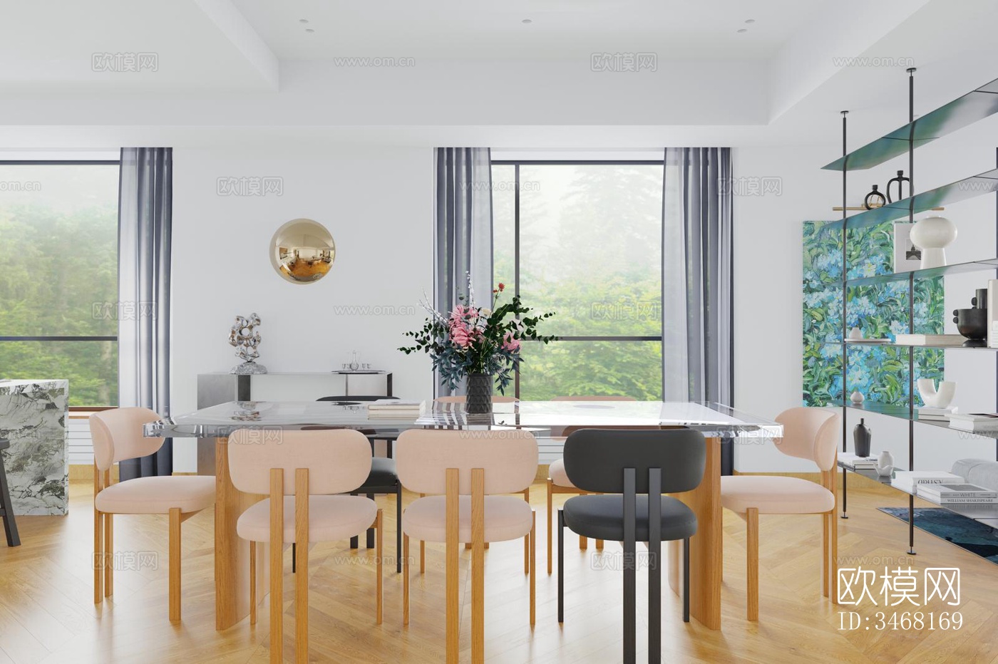 现代大平层效果图下载（渲染图8）