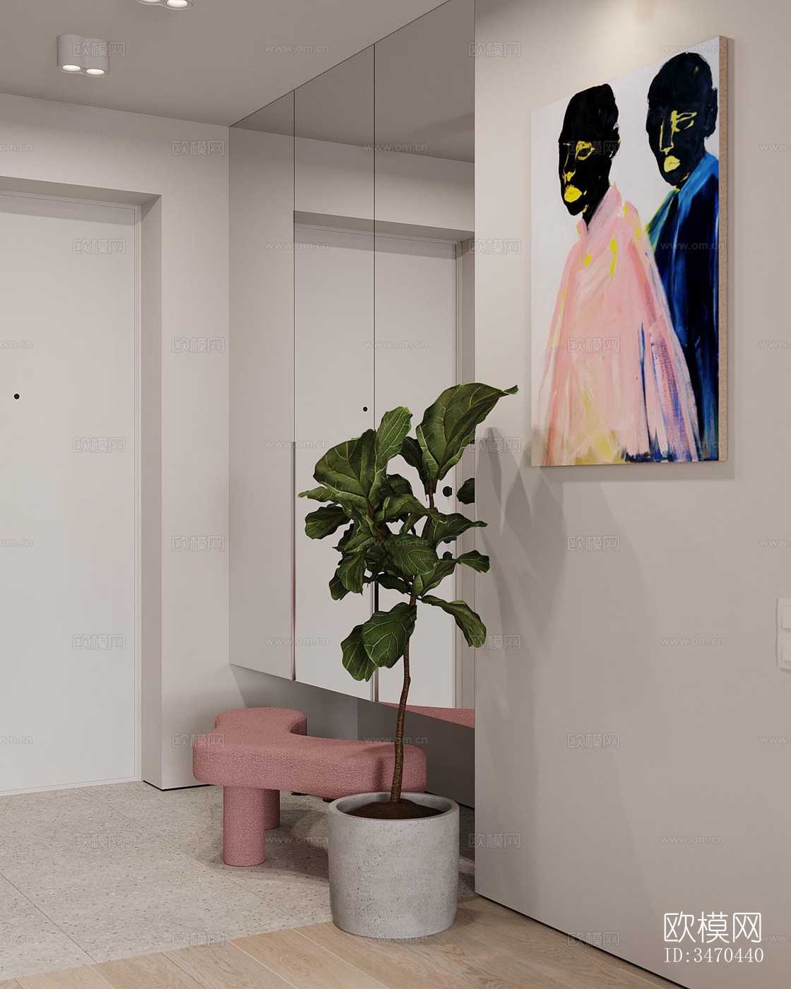 现代平层效果图下载（渲染图1）