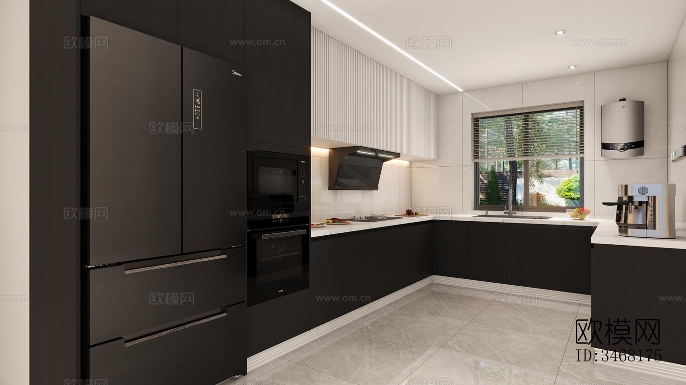 现代大平层效果图下载（渲染图8）