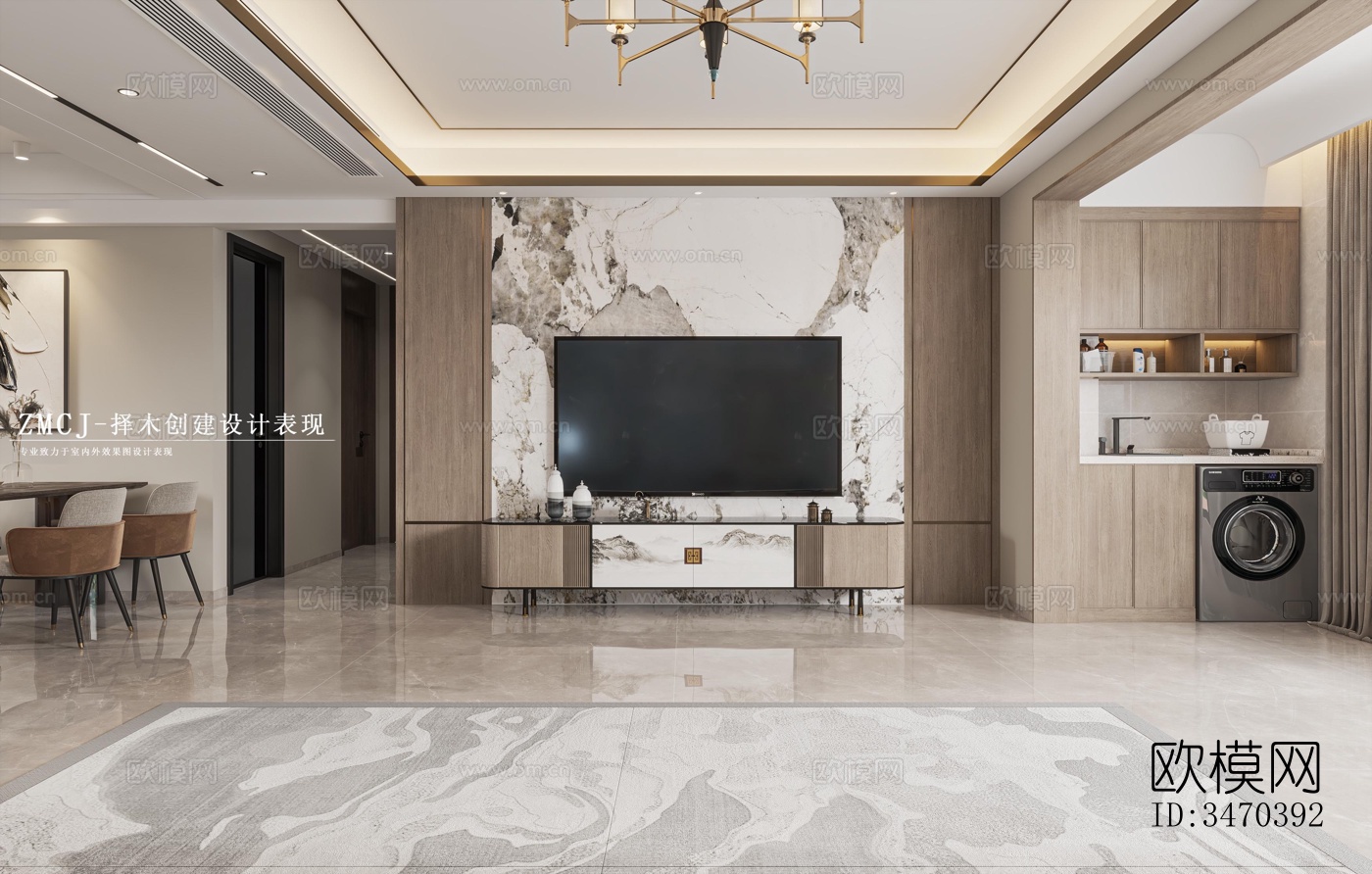 现代平层效果图下载（渲染图3）