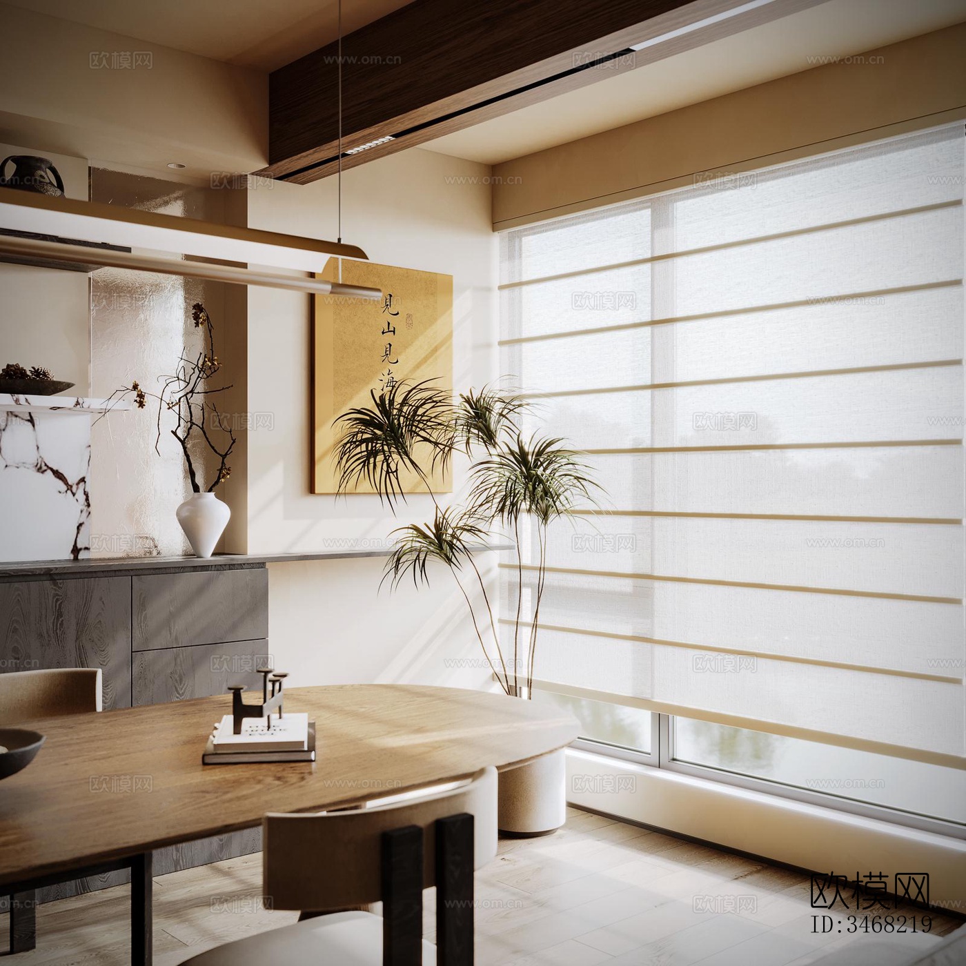 现代大平层效果图下载（渲染图9）