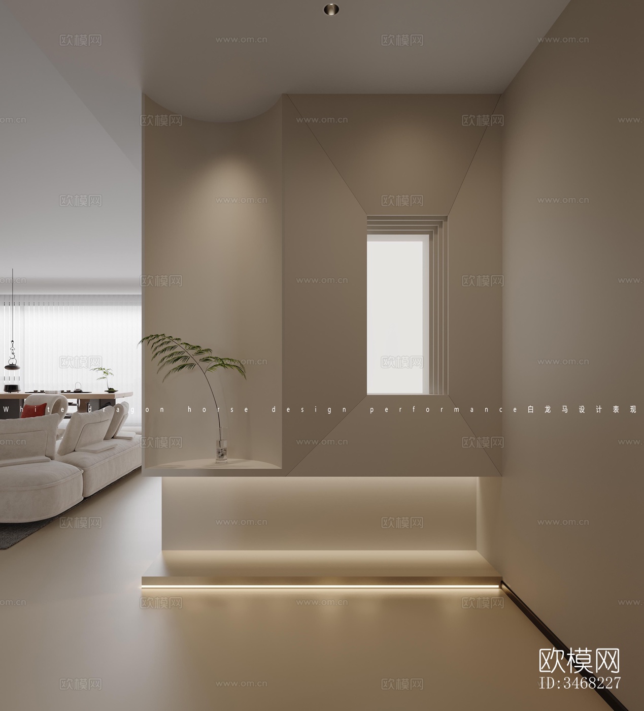 现代大平层效果图下载（渲染图2）