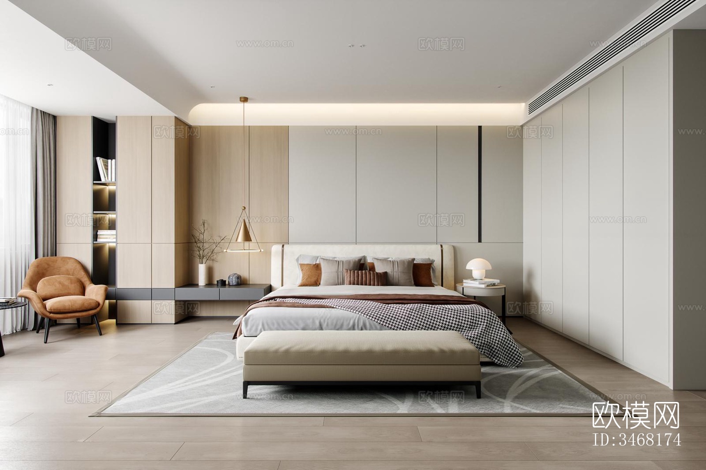 现代大平层效果图下载（渲染图8）