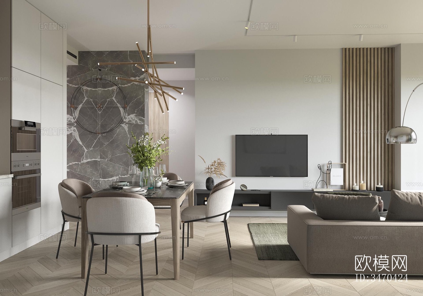 现代平层效果图下载（渲染图5）