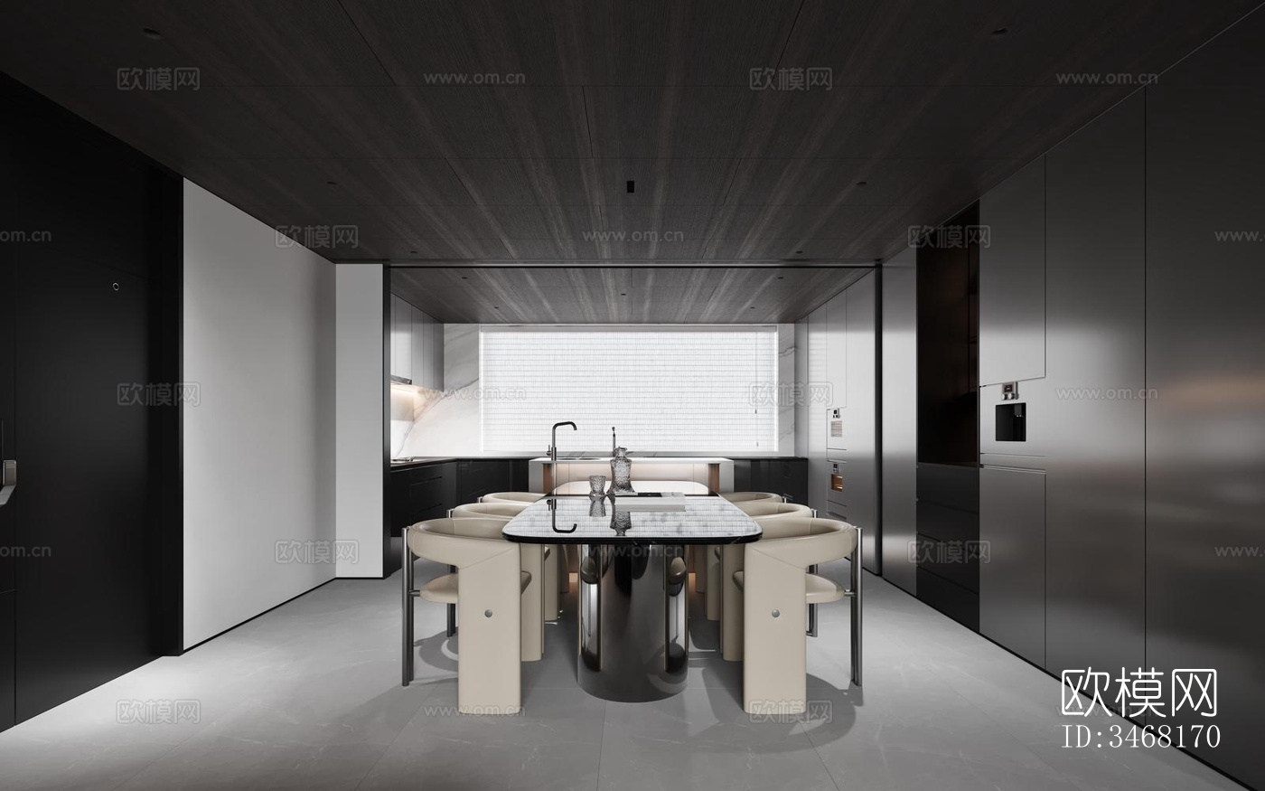 现代大平层效果图下载（渲染图3）