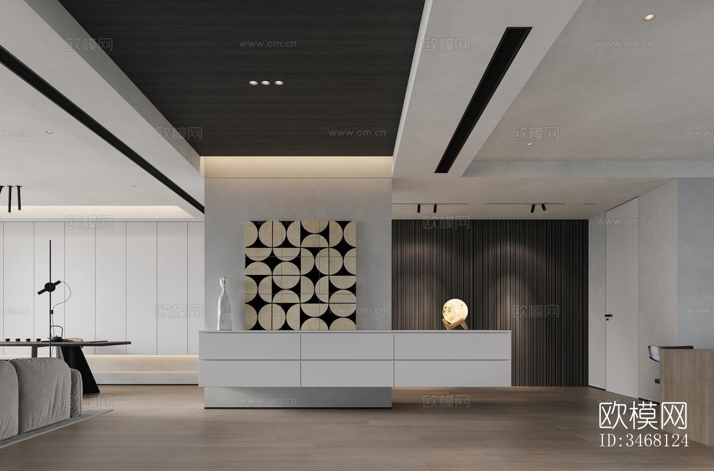 现代大平层效果图下载（渲染图2）