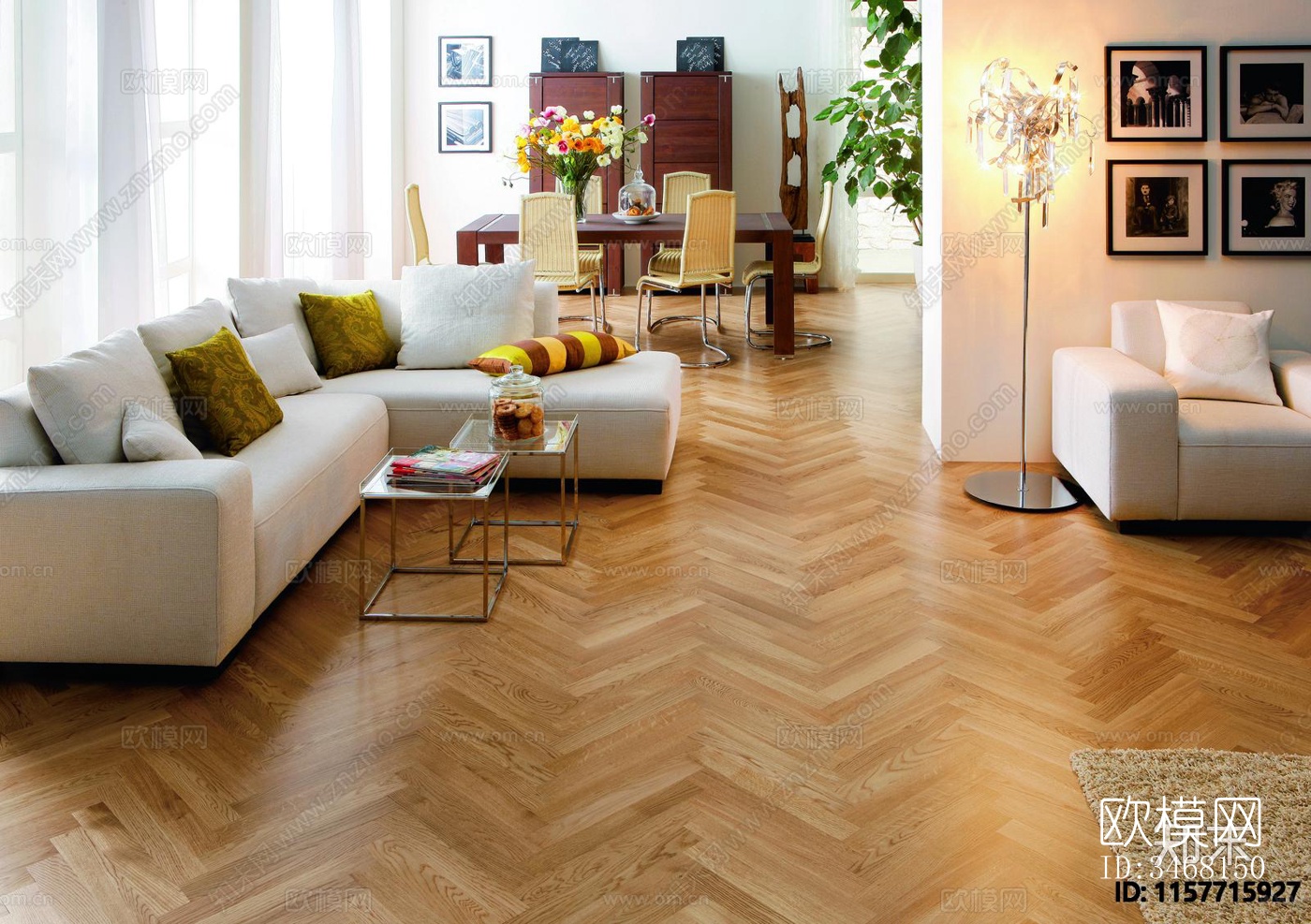 现代大平层效果图下载（渲染图11）