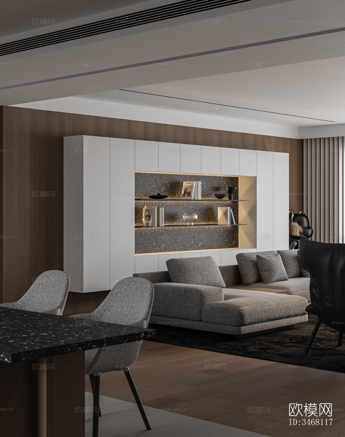 现代大平层效果图下载（渲染图8）