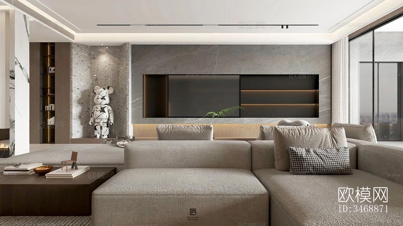 现代平层效果图下载（渲染图9）