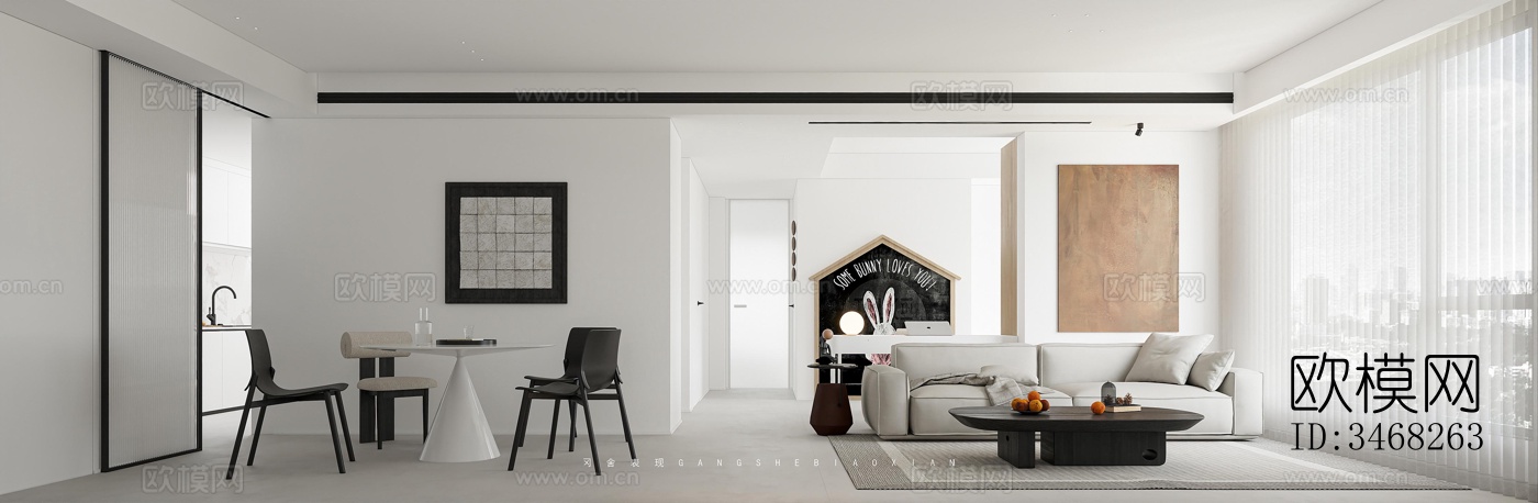 现代大平层效果图下载（渲染图7）