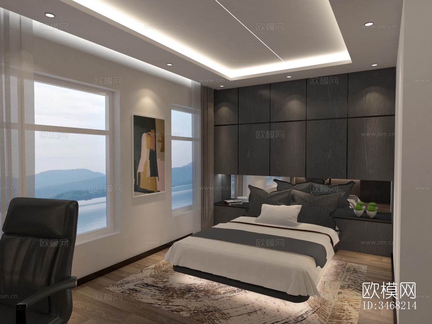 现代大平层效果图下载（渲染图8）