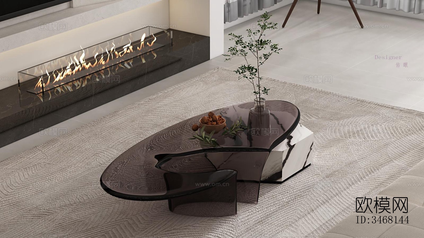 现代大平层效果图下载（渲染图6）