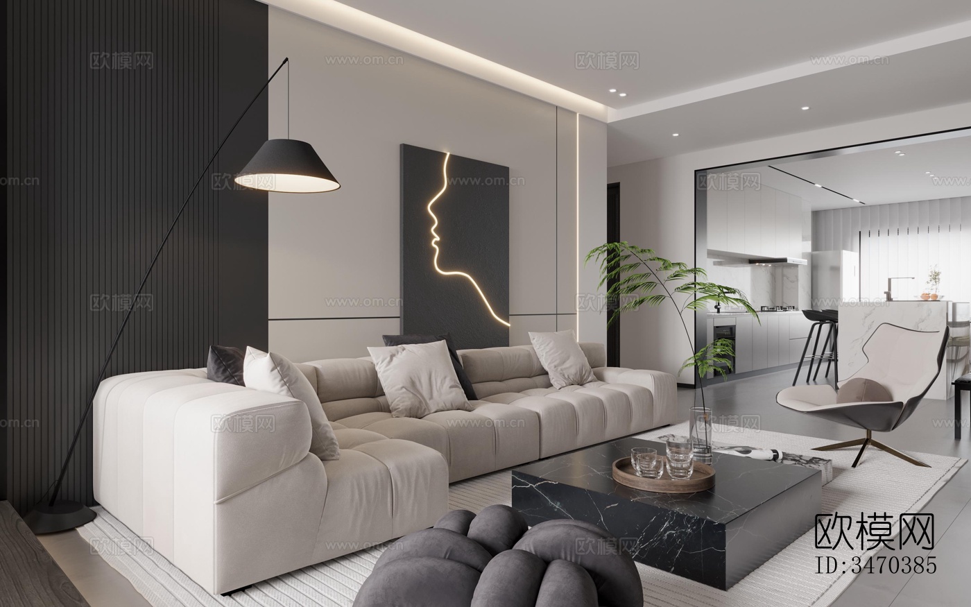 现代平层效果图下载（渲染图8）