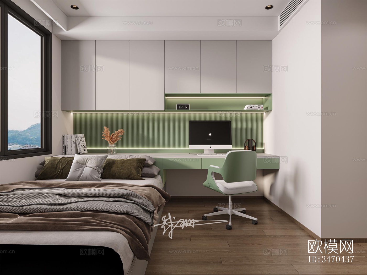 现代平层效果图下载（渲染图4）