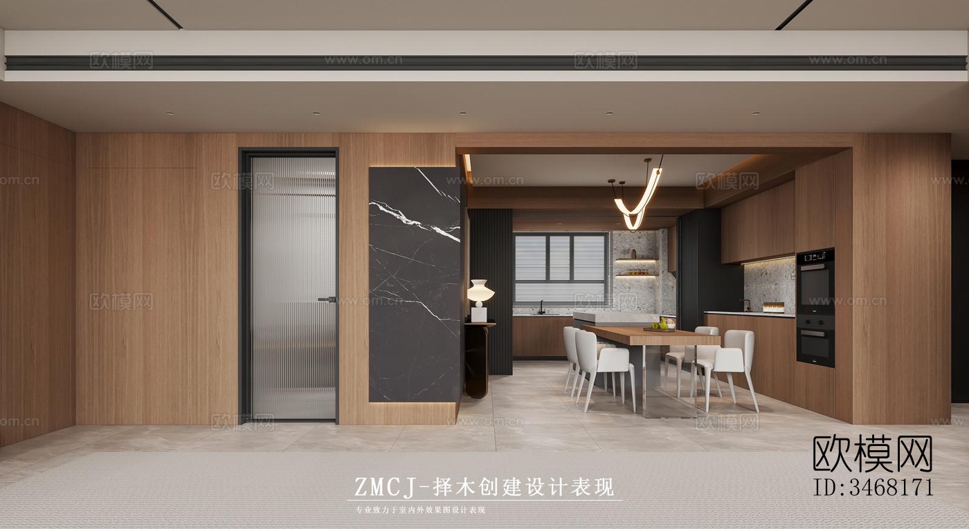 现代大平层效果图下载（渲染图8）