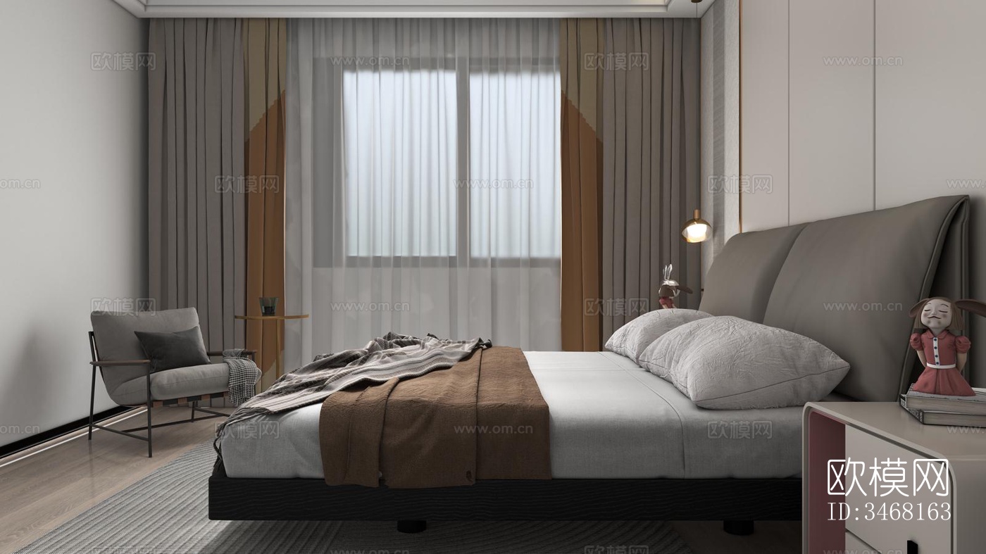 现代大平层效果图下载（渲染图9）