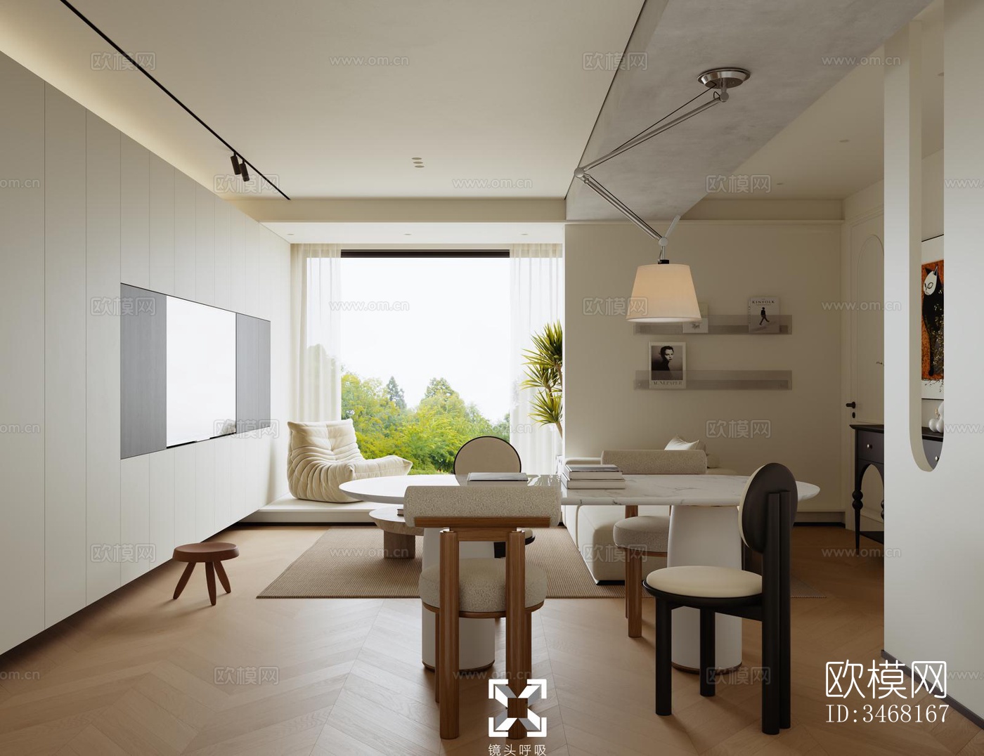 现代大平层效果图下载（渲染图6）