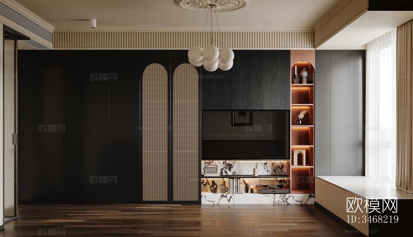 现代大平层效果图下载（渲染图6）