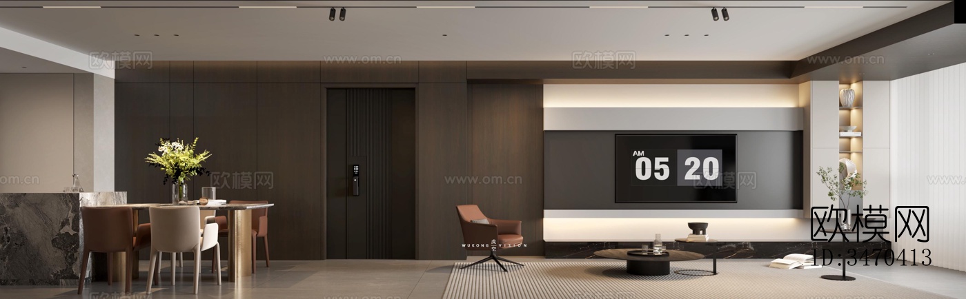 现代平层效果图下载（渲染图1）