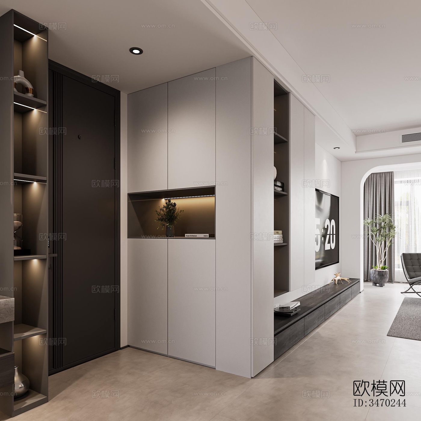 现代平层效果图下载（渲染图1）