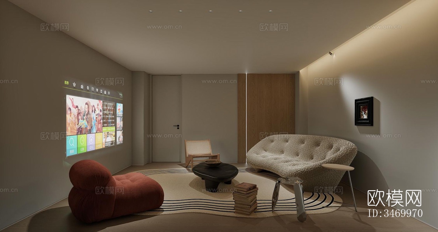 现代平层效果图下载（渲染图1）