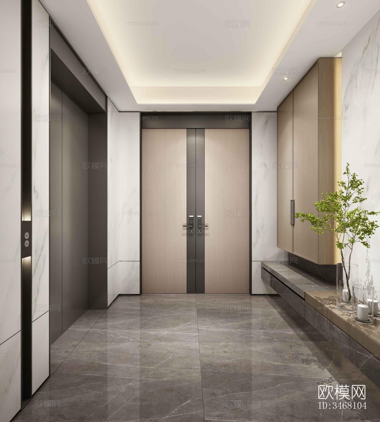 现代大平层效果图下载（渲染图1）