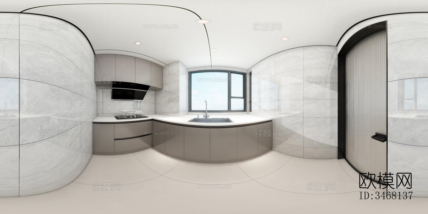 现代大平层效果图下载（渲染图2）