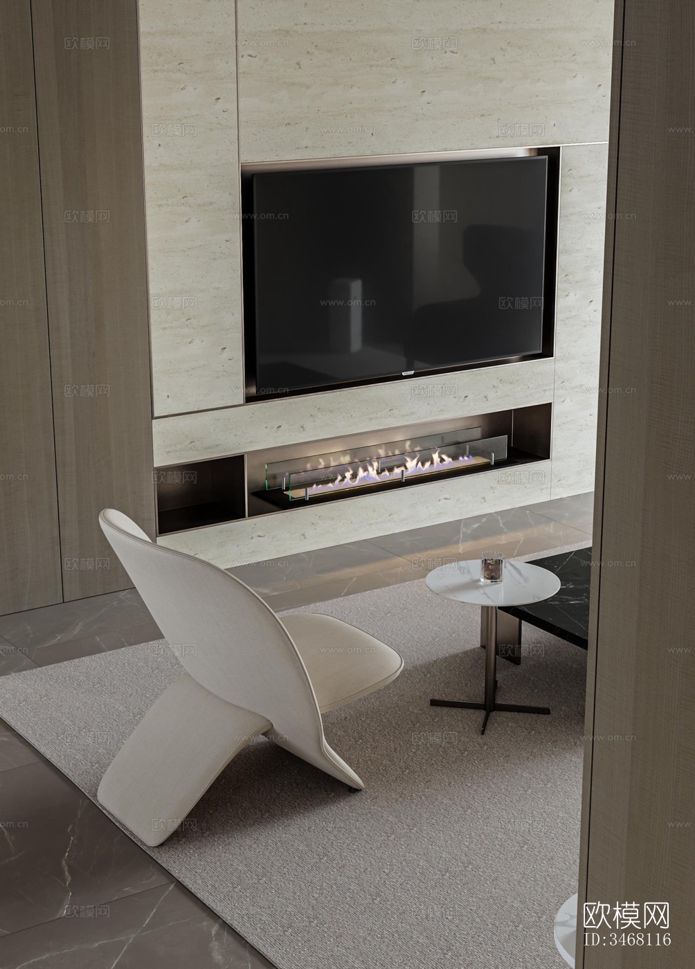 现代大平层效果图下载（渲染图5）