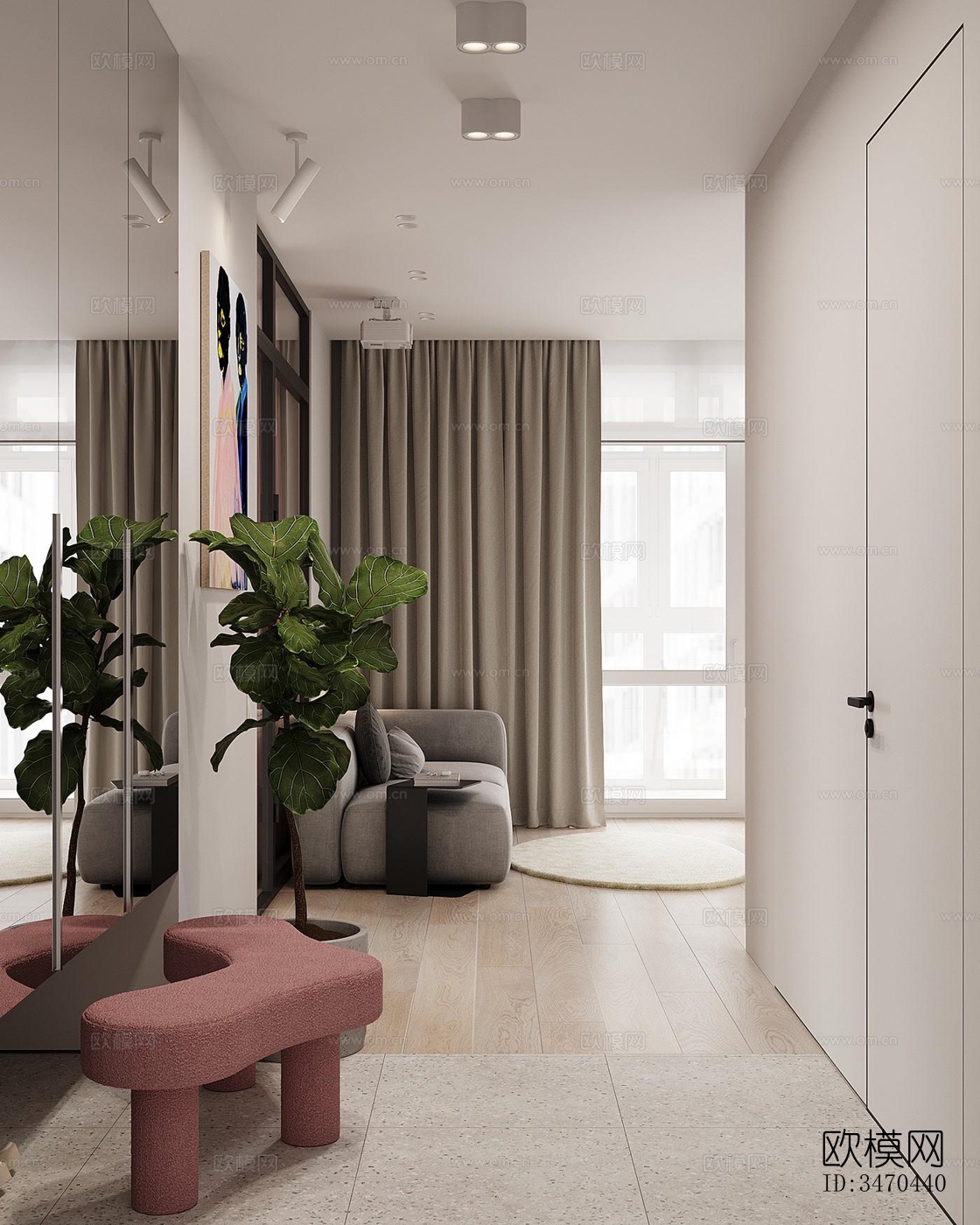 现代平层效果图下载（渲染图11）