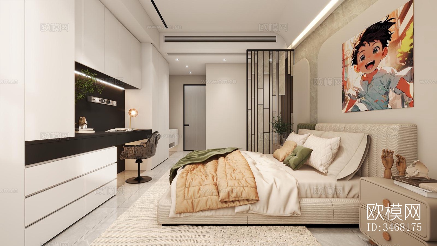 现代大平层效果图下载（渲染图15）