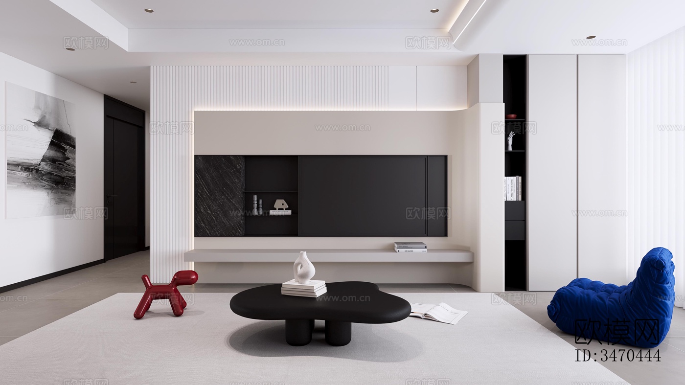 现代平层效果图下载（渲染图1）