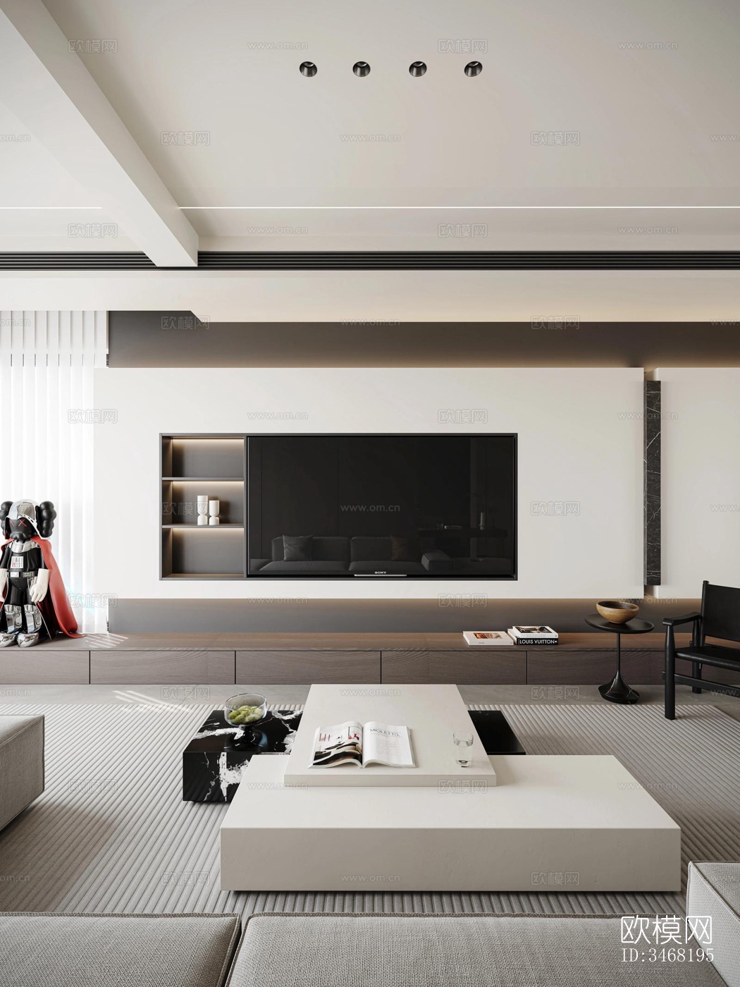 现代大平层效果图下载（渲染图9）