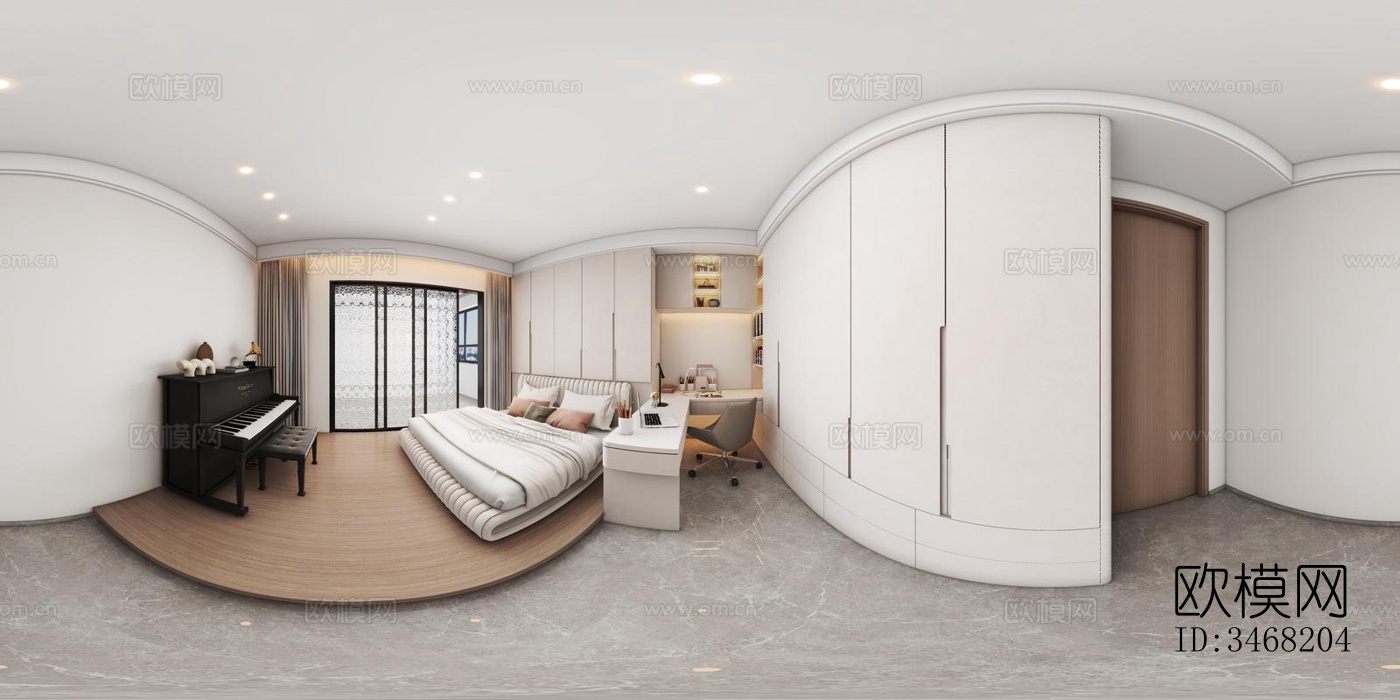 现代大平层效果图下载（渲染图1）