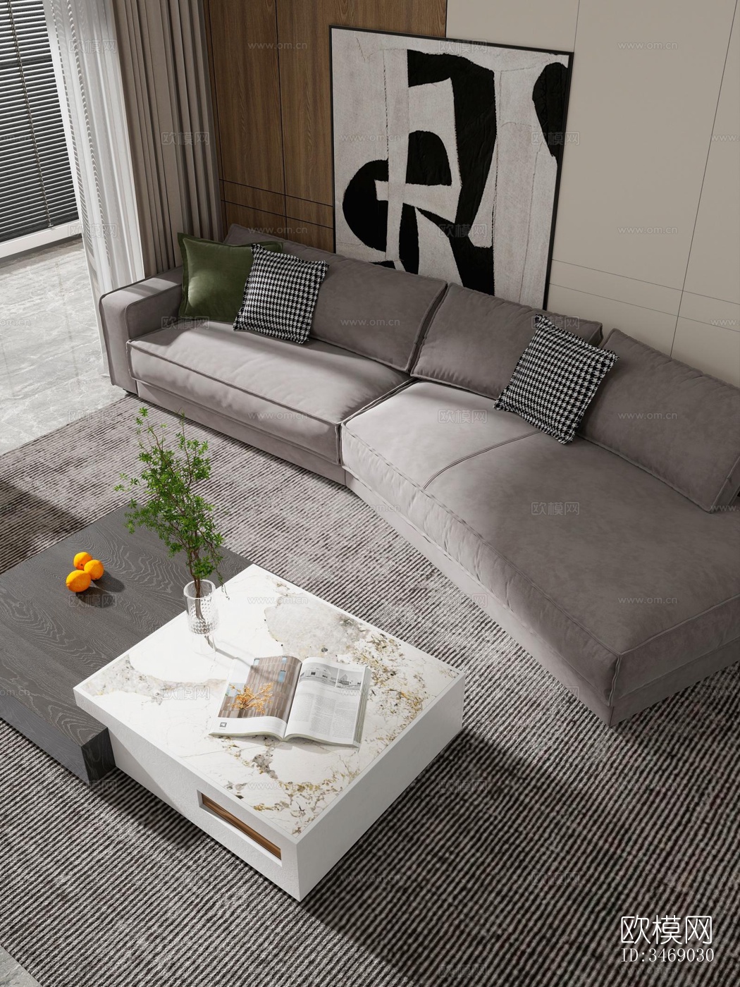 现代平层效果图下载（渲染图5）