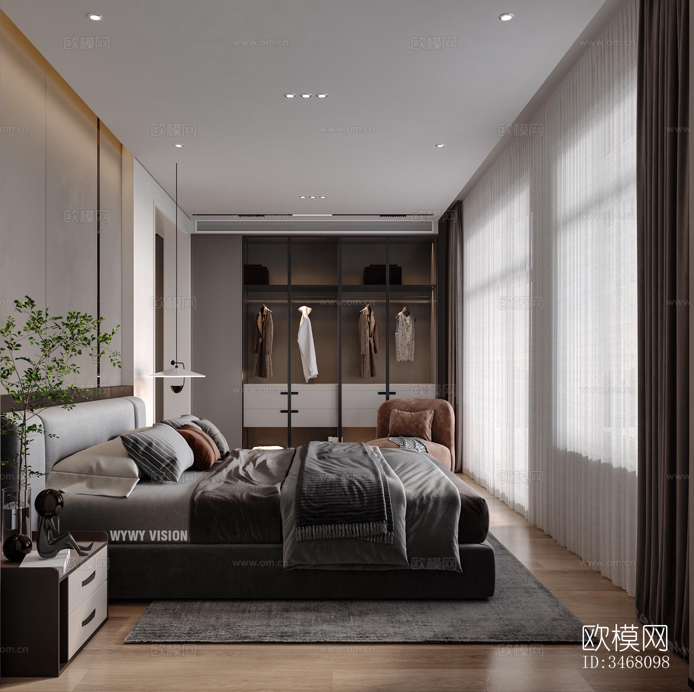 现代大平层效果图下载（渲染图8）