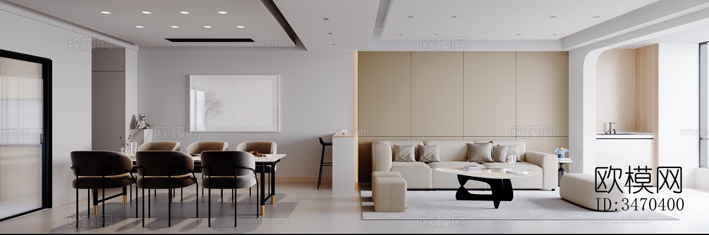 现代平层效果图下载（渲染图1）