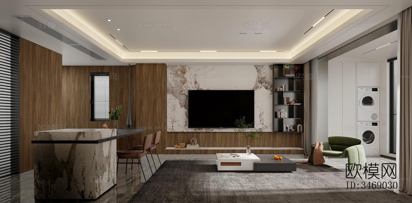 现代平层效果图下载（渲染图1）