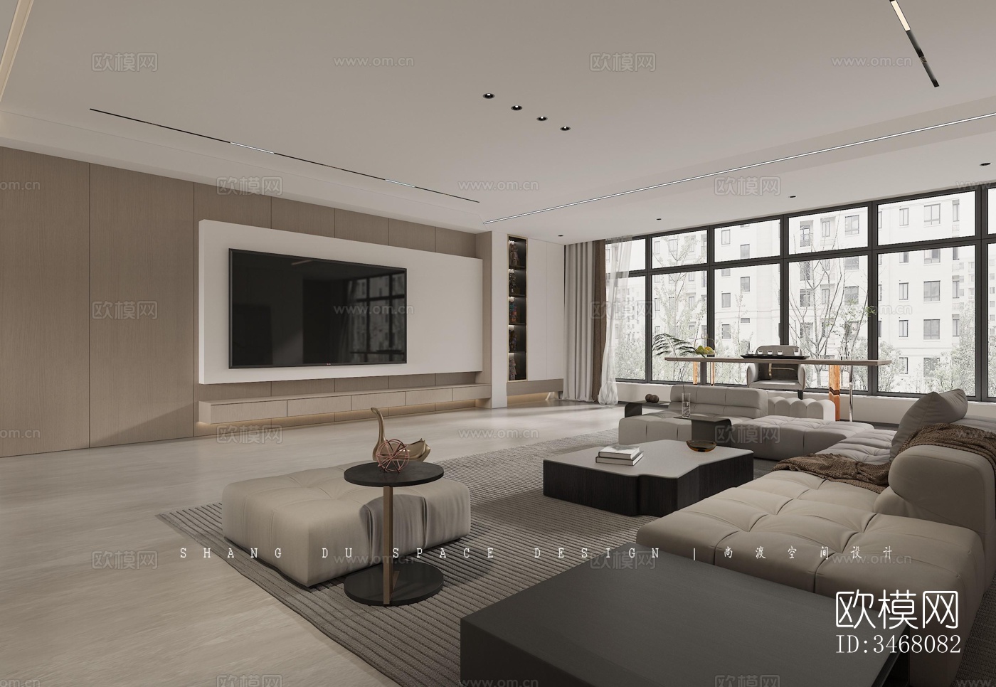 现代大平层效果图下载（渲染图10）