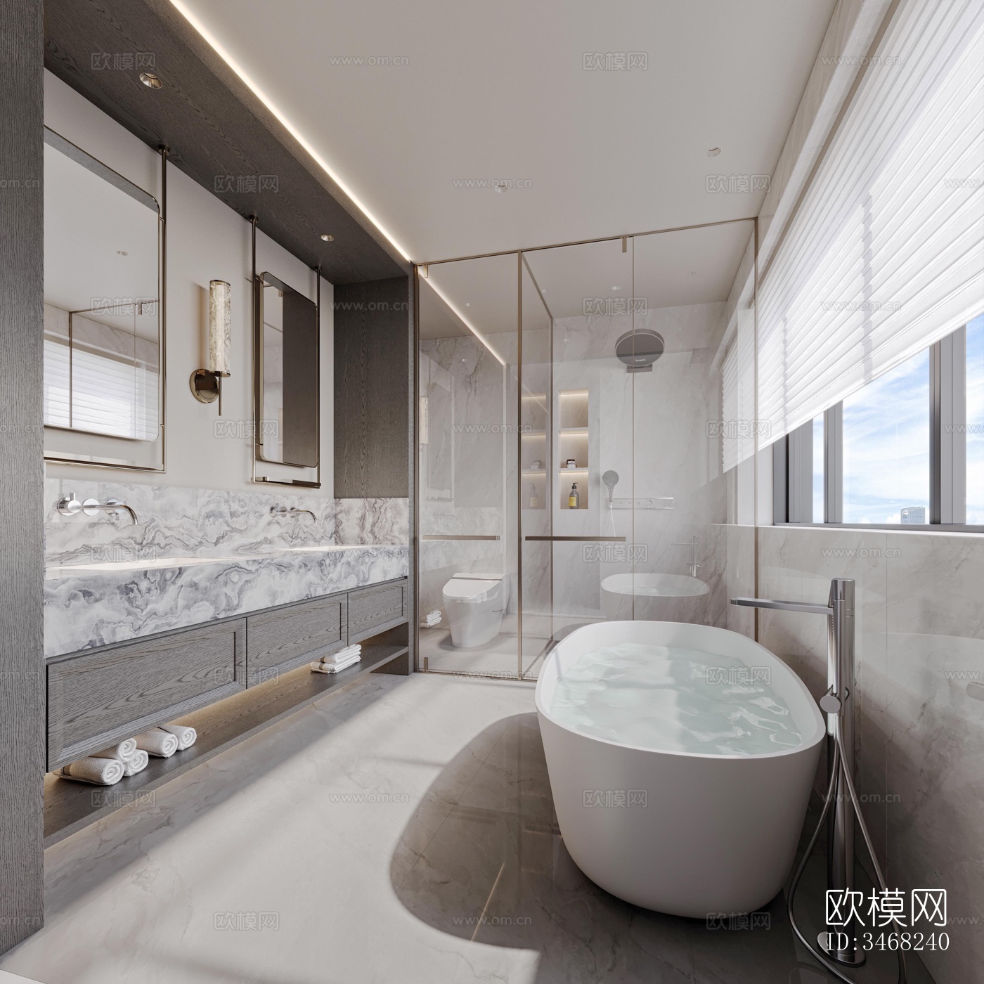 现代大平层效果图下载（渲染图3）