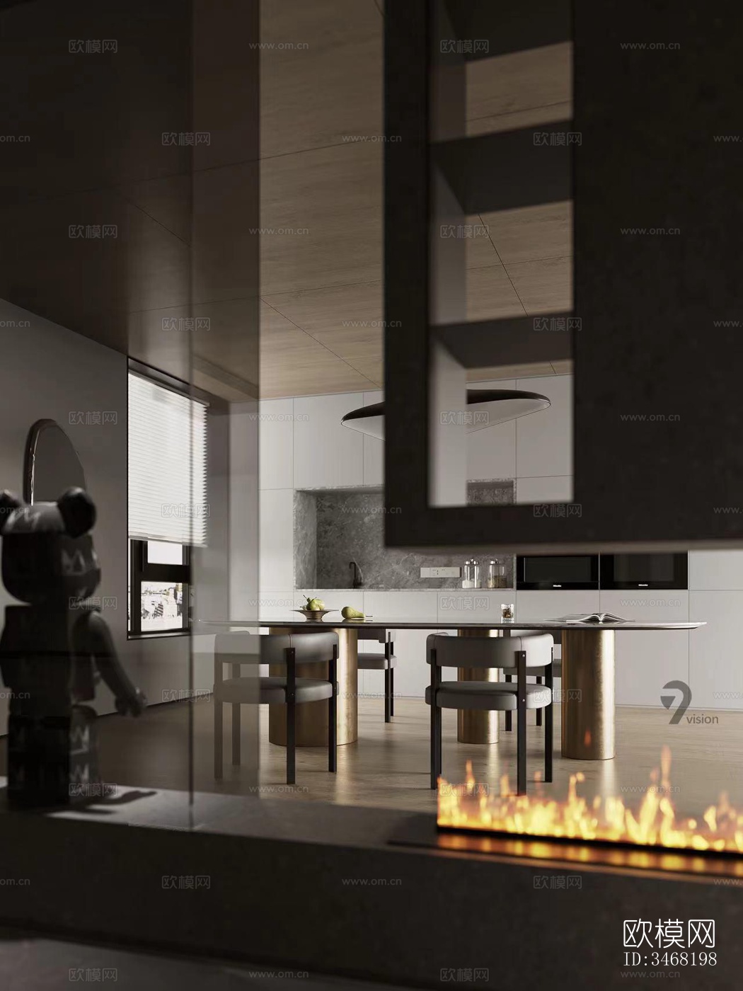 现代大平层效果图下载（渲染图5）