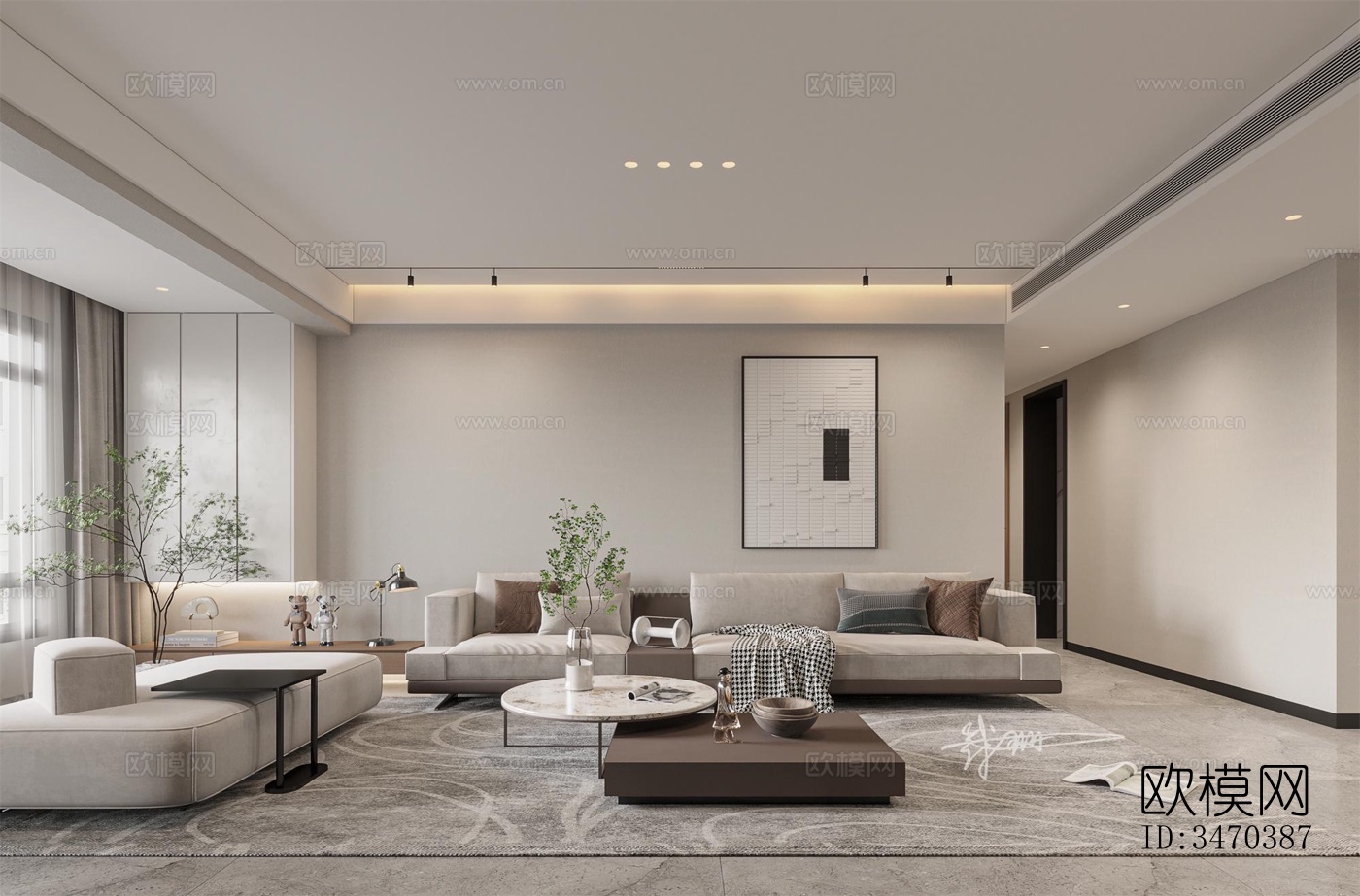 现代平层效果图下载（渲染图1）