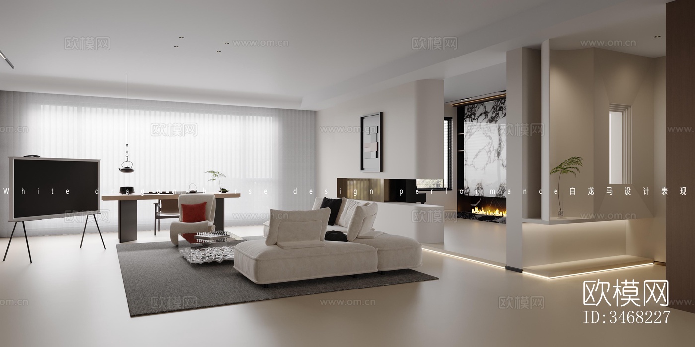 现代大平层效果图下载（渲染图14）