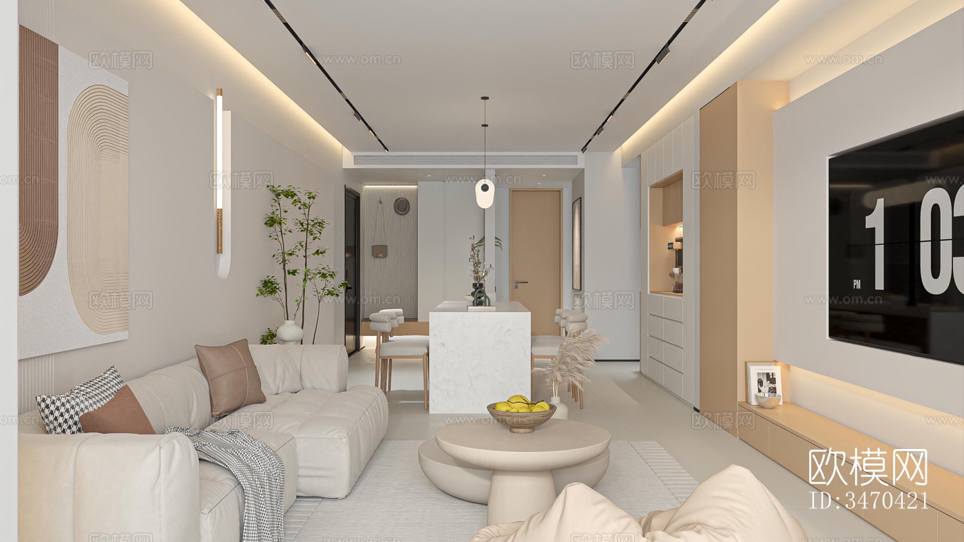 现代平层效果图下载（渲染图4）